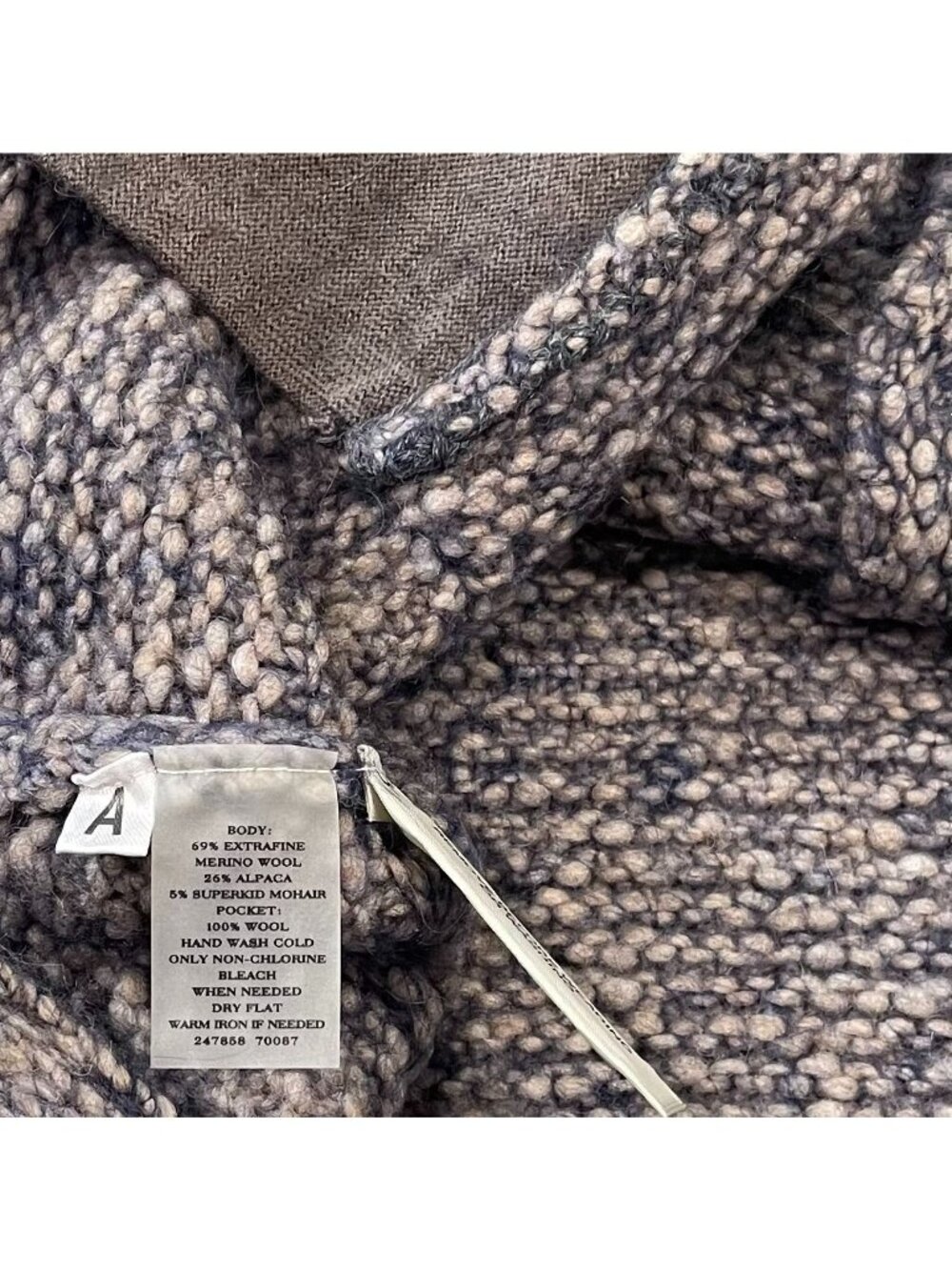 Ann Taylor Merino Wool Alpaca Cardigan Sweater XL Blue Double Breasted Academia - Picture 11 of 12